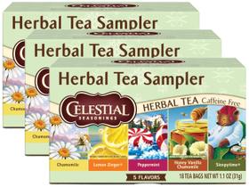 Chá de Ervas Celestial Seasonings Kit de Amostras com 18 Sachês (Pacote com 3)