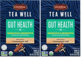 Chá de ervas Celestial Seasonings TeaWell, canela, aveia orgânica, 24 sacos