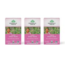 Chá de ervas ORGANIC INDIA Tulsi Sweet Rose, 18 sacos, 3 pacotes