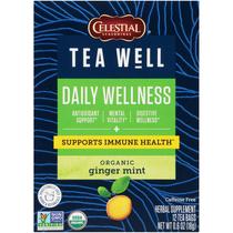 Chá de Ervas TeaWell Celestial Seasonings, Bem-Estar Diário, Gengibre e Hortelã Orgânicos, 12 Unidades