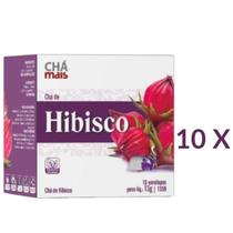 Chá De Hibisco Vegano Cx10 Sachês De 1G Kit Com 10