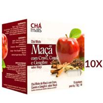Chá de Maçã com Gengibre Canela e Cravo Vegano Cx10 Sachês de 1,5g Kit 10 Chá de Maçã com Gengibre Canela e Cravo Vegano Cx10 Sachês de 1,5g Kit 10