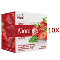 Chá de Morango Vegano Cx10 Sachês de 1,5g Kit 10