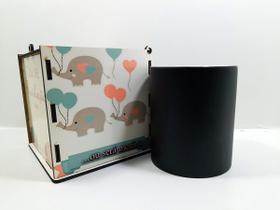 Chá de Revelação Elefantinho Kit Caneca Mágica + Caixa de madeira - Menina