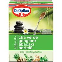 Chá Dr. Oetker 22,5g Misto Cháverde Gengibre Abacaxi Hortelã