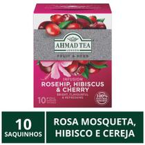Chá Inglês Ahmad Tea, 10 Saquinhos Rosehip, Hibiscus E
