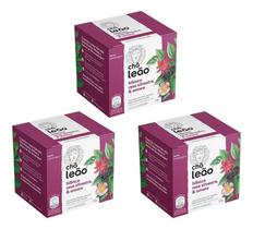 Chá Leão Hibisco, Rosa Silvestre & Amora 16g 10un Kit 3