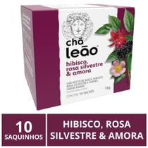 Chá Leão Premium Hibisco Rosa Silvestre e Amora 10 saquinhos Chá Leão Premium Hibisco Rosa Silvestre e Amora 10 saquinhos