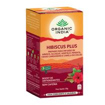 Chá Organic India Hibiscus Plus: Hibisco+ Alcaçuz+ Hortela+ Cravo+ Cardamomo+ Canela do Ceilão - Organic Índia