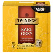 Chá preto Tea Twinings Earl Grey 100 saquinhos de chá embalados individualmente Chá preto Tea Twinings Earl Grey 100 saquinhos de chá embalados individualmente