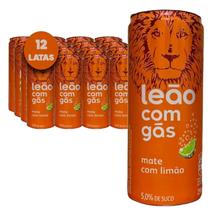 Chá Pronto Leão Mate Com Limão Com Gás 290Ml (12 Latas) - Leao