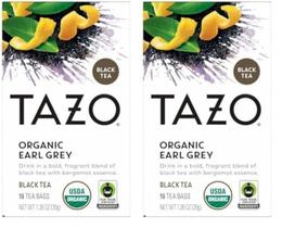 Chá TAZO Organic Earl Grey Black com cafeína 16 saquinhos de chá x2