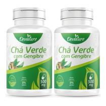 Chá Verde Com Gengibre 500mg Termogênico 200 Cápsulas kit 2 frascos x 100 caps