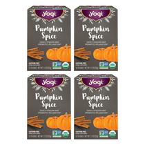 Chá Yogi Pumpkin Spice, 16 saquinhos, pacote com 4 pacotes, Organic Holiday