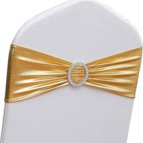 Chair Sashes Gankar Gold Spandex, pacote com 100 unidades para festa de casamento