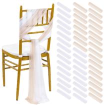 Chair Sashes PakiInno White/Champagne Tule, 50 pacotes de 25 cm x 2,4 m