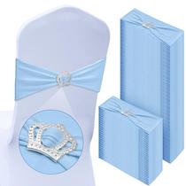 Chair Sashes VitalCozy Spandex, 100 unidades com fivela em forma de coroa, azul celeste