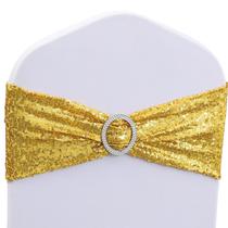 Chair Sashes WENSINL, dupla face, lantejoulas douradas, pacote com 50