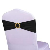 Chair Sashes WENSINL, pacote com 50 elastano preto com fivelas douradas Chair Sashes WENSINL, pacote com 50 elastano preto com fivelas douradas