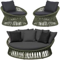 Chaise Área Externa Monza Alumínio Pintura Corda Náutica Trama