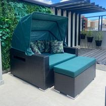 Chaise Concha com Puff em Fibra Sintética Sofá Área Externa