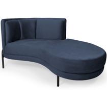 Chaise Direito Sala de Estar Penélope Base Preto Suede Azul Marinho - Nexta Casa