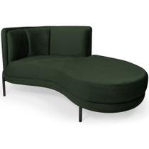 Chaise Direito Sala de Estar Penélope Base Preto Veludo Verde Musgo - CasaePoltrona