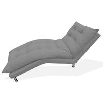 Chaise Divã Espreguiçadeira Estofada Salão de Beleza Diva Suede Cinza - LM DECOR