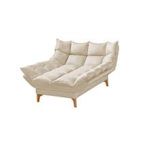 Chaise Dois Braços Luxor Pés de Madeira Maciça 1,13m Veludo Bege