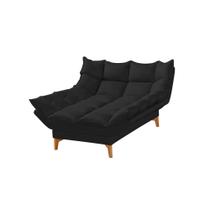 Chaise Dois Braços Luxor Pés de Madeira Maciça 1,13m Veludo Preto