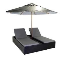 Chaise Espreguiçadeira de Piscina Dupla Fibra com Guarda Sol