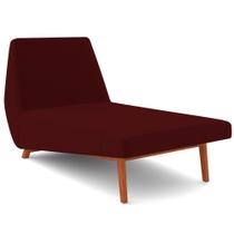 Chaise Longue Divã 155cm Pés Madeira Liz D06 Veludo Vermelho - Mpozenato