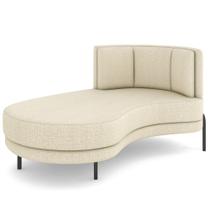 Chaise Longue Divã 164cm Braço Direito Logus D06 Linho Creme - Mpozenato Chaise Longue Divã 164cm Braço Direito Logus D06 Linho Creme - Mpozenato