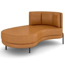 Chaise Longue Divã 164cm Braço Direito Logus D06 Sintético Caramelo - Mpozenato Chaise Longue Divã 164cm Braço Direito Logus D06 Sintético Caramelo - Mpozenato