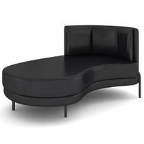 Chaise Longue Divã 164cm Braço Direito Logus D06 Sintético Preto - Mpozenato Chaise Longue Divã 164cm Braço Direito Logus D06 Sintético Preto - Mpozenato
