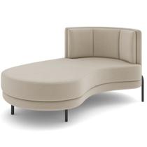 Chaise Longue Divã 164cm Braço Direito Logus D06 Veludo Bege - Mpozenato Chaise Longue Divã 164cm Braço Direito Logus D06 Veludo Bege - Mpozenato