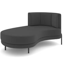 Chaise Longue Divã 164cm Braço Direito Logus D06 Veludo Cinza - Mpozenato