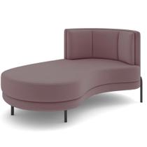 Chaise Longue Divã 164cm Braço Direito Logus D06 Veludo Rosê - Mpozenato