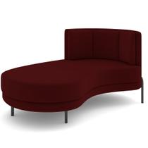 Chaise Longue Divã 164cm Braço Direito Logus D06 Veludo Vermelho - Mpozenato