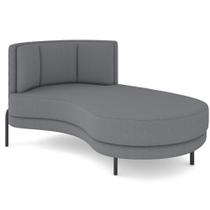 Chaise Longue Divã 164cm Braço Esquerdo Logus D06 Bouclê Cinza - Mpozenato