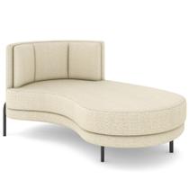 Chaise Longue Divã 164cm Braço Esquerdo Logus D06 Linho Creme - Mpozenato Chaise Longue Divã 164cm Braço Esquerdo Logus D06 Linho Creme - Mpozenato