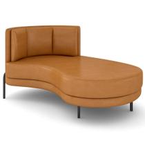 Chaise Longue Divã 164cm Braço Esquerdo Logus D06 Sintético Caramelo - Mpozenato