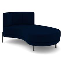 Chaise Longue Divã 164cm Braço Esquerdo Logus D06 Veludo Azul - Mpozenato Chaise Longue Divã 164cm Braço Esquerdo Logus D06 Veludo Azul - Mpozenato