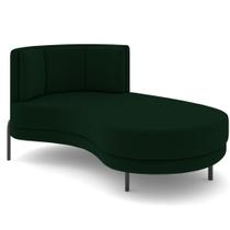 Chaise Longue Divã 164cm Braço Esquerdo Logus D06 Veludo Verde - Mpozenato Chaise Longue Divã 164cm Braço Esquerdo Logus D06 Veludo Verde - Mpozenato