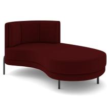 Chaise Longue Divã 164cm Braço Esquerdo Logus D06 Veludo Vermelho - Mpozenato