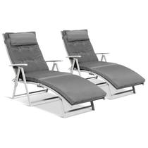 Chaise lounge dobrável Giantex para área externa, cadeira reclinável cinza