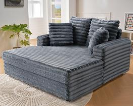 Chaise Lounge VanAcc estofada, cama de pelúcia de 135 cm, cinza Chaise Lounge VanAcc estofada, cama de pelúcia de 135 cm, cinza