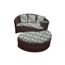 Chaise Nova Delhi Folha - Tecido Costela de Adão Azul Chaise Nova Delhi Folha - Tecido Costela de Adão Azul