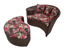 Chaise Nova Delhi Folha - Tecido Maui Preto Chaise Nova Delhi Folha - Tecido Maui Preto