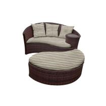 Chaise Orbit com Puff - Tecido Cabanas Chaise Orbit com Puff - Tecido Cabanas